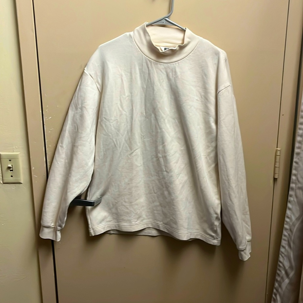 UNIQLO oversized long sleeve mock neck shirt - cream - like new